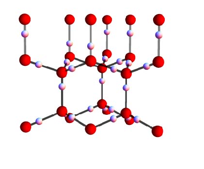 Water Ice Crystal Structure (Red – Oxygen, White – Hydrogen)