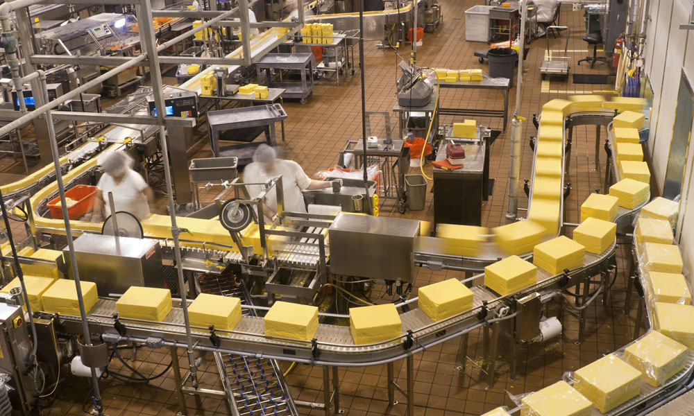 Assembly line in a manufacturing plant
