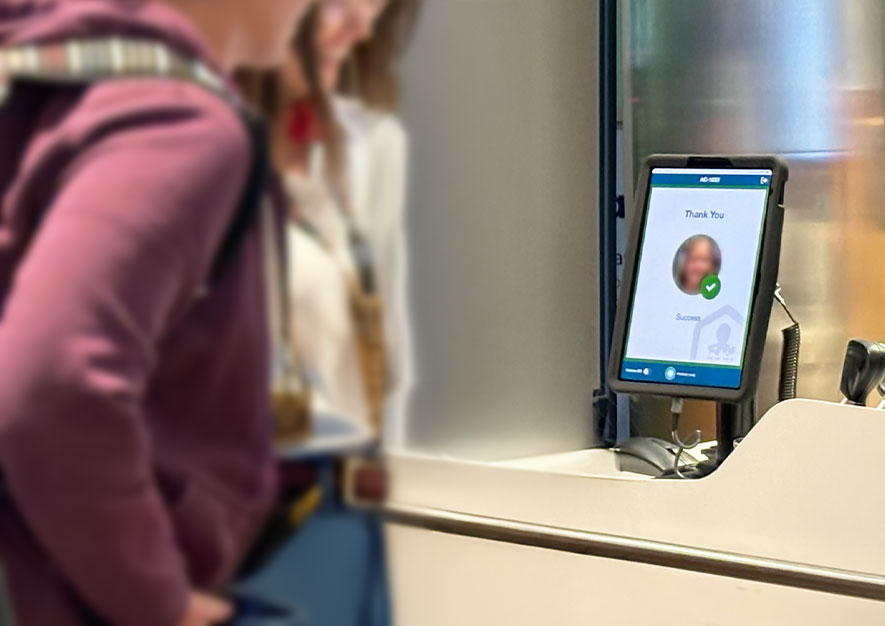 people having their faces scanned