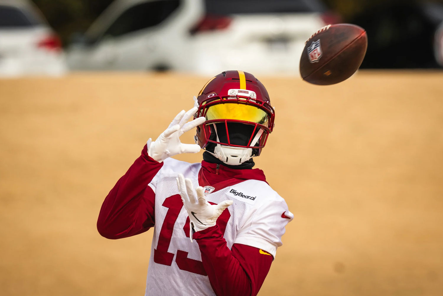 catching football
